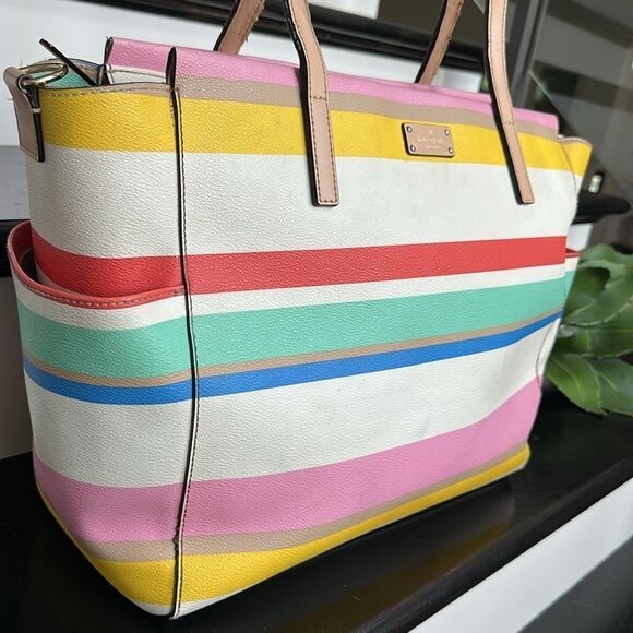 Kate Spade Kaylie Baby Bag Grove Street Printed Dunestripe travel business - Picture 3 of 14